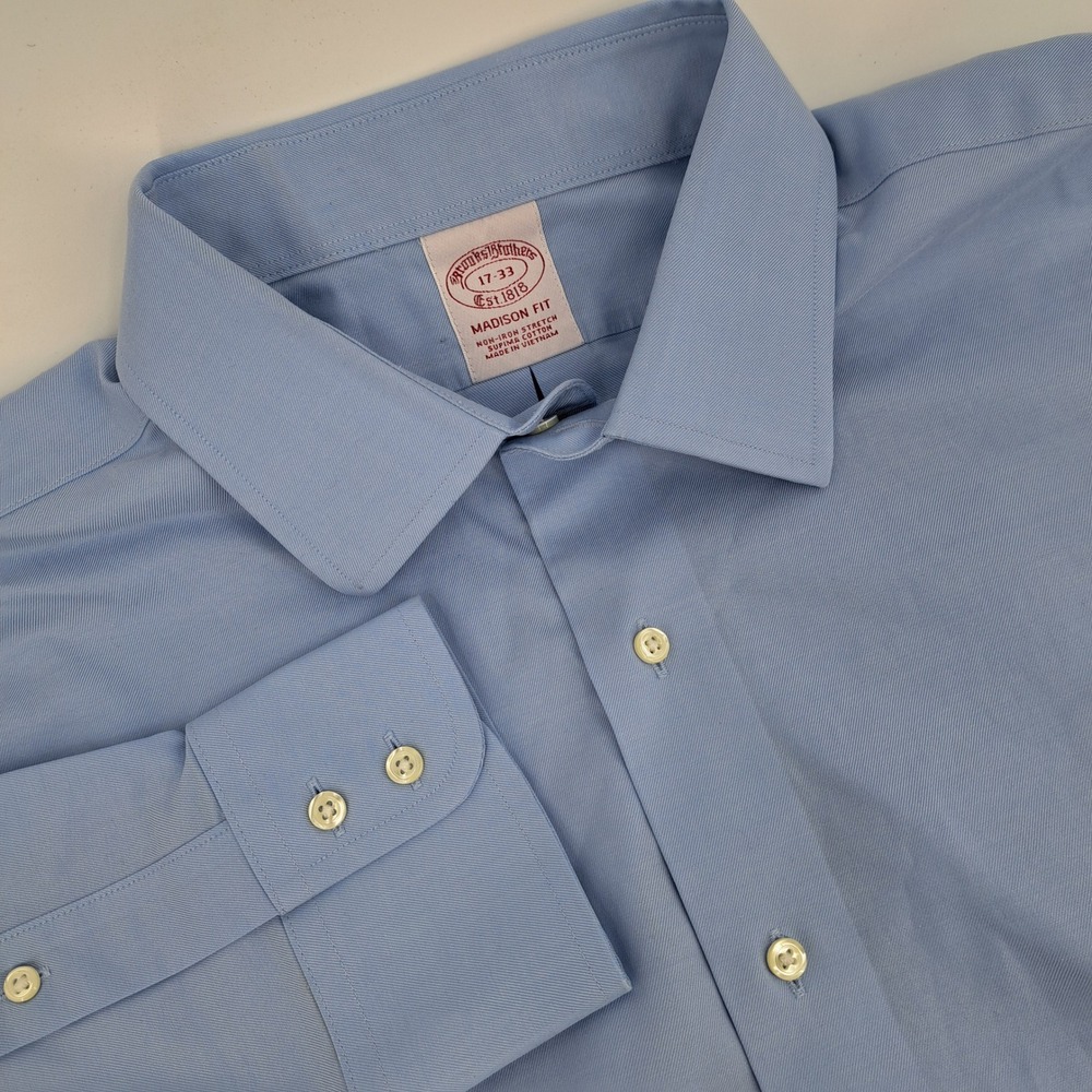 Brooks Brothers Madison Fit Non Iron Stretch Supima Cotton Dress Shirt Sz 17 33